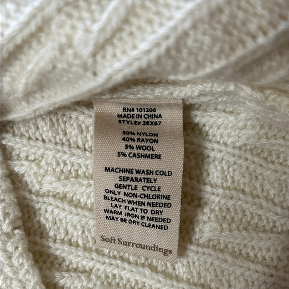 Soft Surroundings Cream Cable Knit Dress Small - Picture 4 of 5